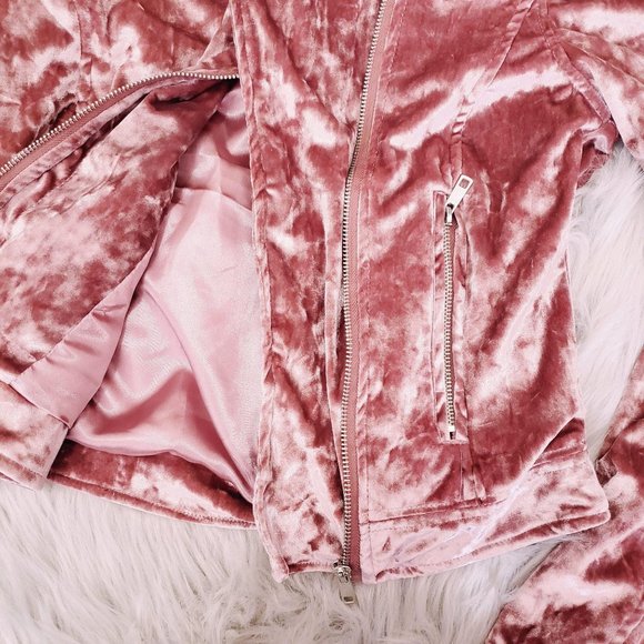 New Urban Retro Pink Velour Bomber Jacket Silk Sma - Picture 8 of 10